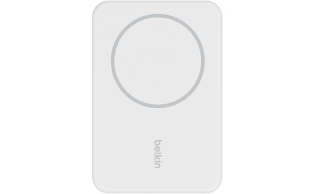 Belkin BoostCharge Wireless Power Bank 5000mAh MagSafe Charger 7.5W, Built-in Pop-up Kickstand - iPhone 17, Air, Pro, Pro Max, AirPods, Apple Watch, Google Pixel 10, etc. - White